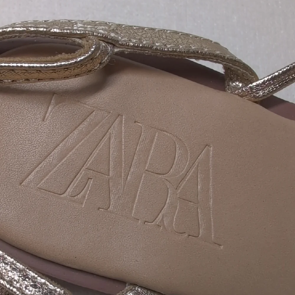 Zara Gold Strappy Sandals UK 34/US 2.5  *Please Read